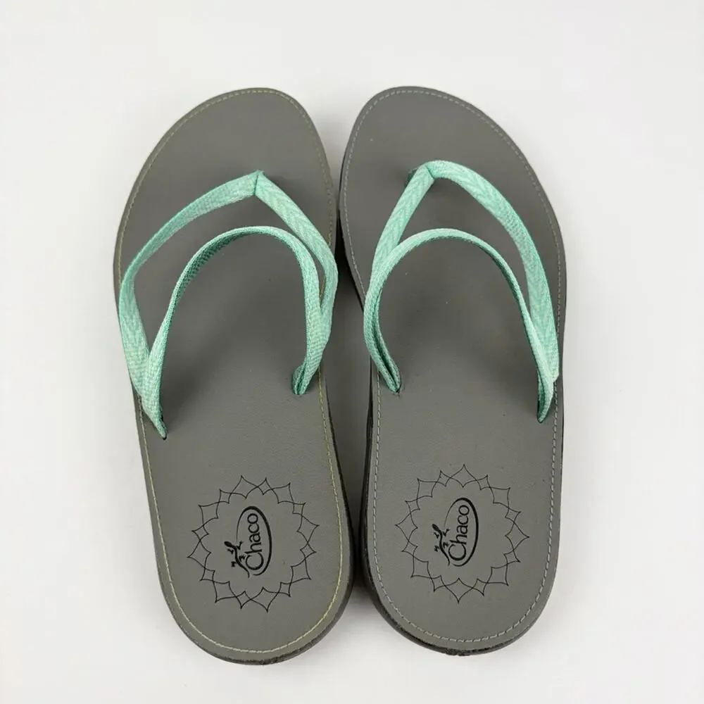 Chacos Abbey Light Blue Mint Braided Slip On Flip Flop Thong Sandals 6